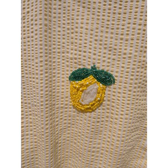 Koton Women's Yellow Striped Romper Dress Lemon Embroidery 10 Preppy Seersucker - Picture 3 of 12